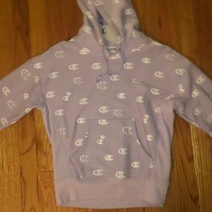 Authentic champion hoodie purple and white